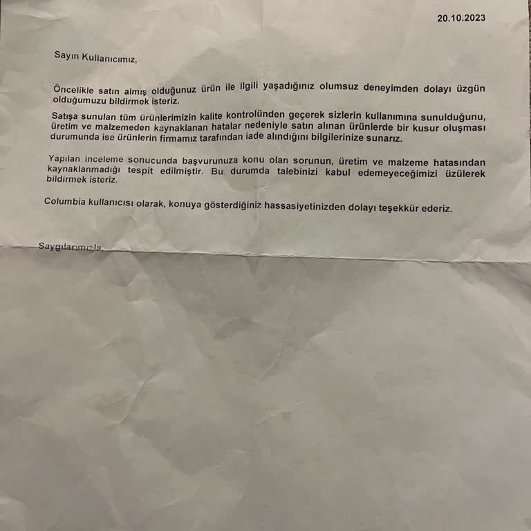 Columbia Şapka Renk Solması Ve Müşteri Hizmeti Hayal Kırıklığı