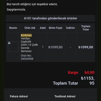 Korkmaz Semaver Fatura Ve Müşteri Hizmetleri Sorunu