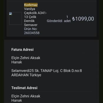 Korkmaz Semaver Fatura Ve Müşteri Hizmetleri Sorunu