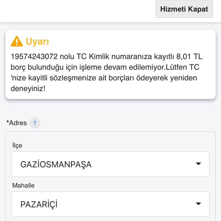 E-Devlet Üzerinden İSKİ Abonelik Başvurusunda Borç Engeli
