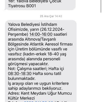 Yalova Belediyesi'nden İstenmeyen SMS'ler