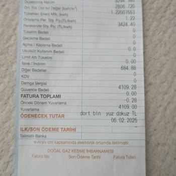 Faturada Aniden Artan Tutar Şoku