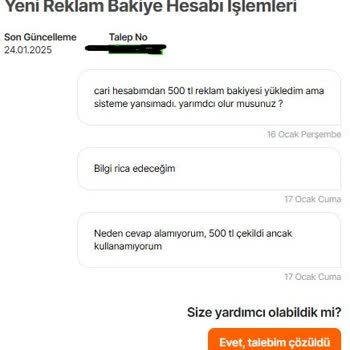 Hepsiburada'da Destek Eksikliği Ve Reklam Bakiye Sorunu