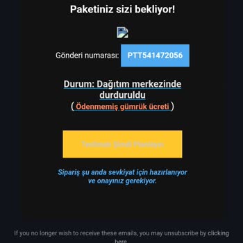 PTT Kargo İletişim Adı Altında Gelen Spam Maillerden Şikayetçiyim