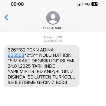 Turkcell Üzerime Açılan Hat Ve Yasal Uyarı Mesajı