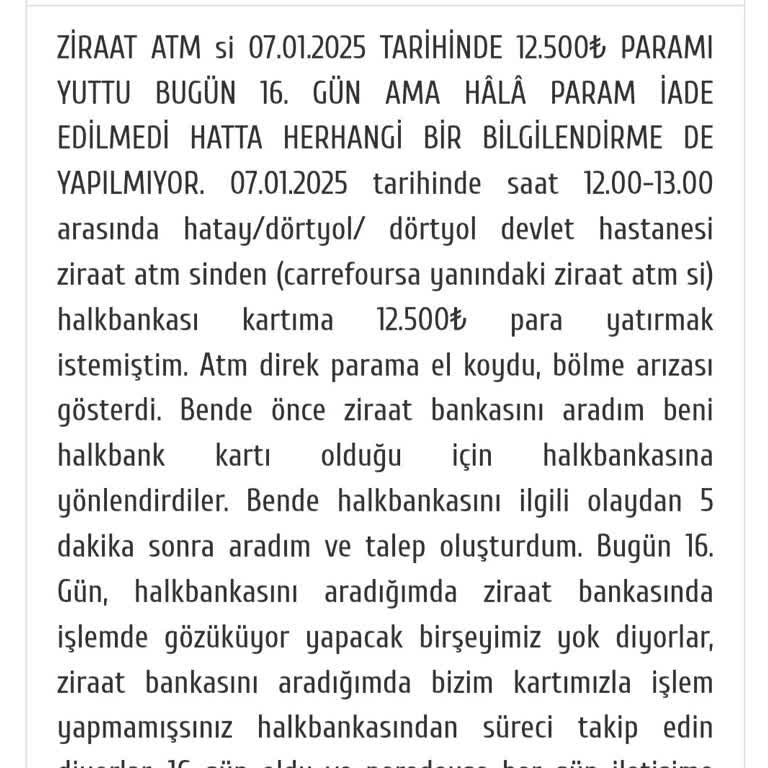 Ziraat Bankası ATM'si Paramı Yuttu, 22 Gündür Çözüm Yok!