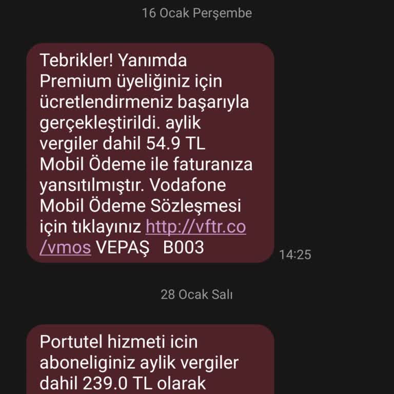 İzinsiz Başlatılan Portutel Üyeliği Ve Vodafone Tehdidi