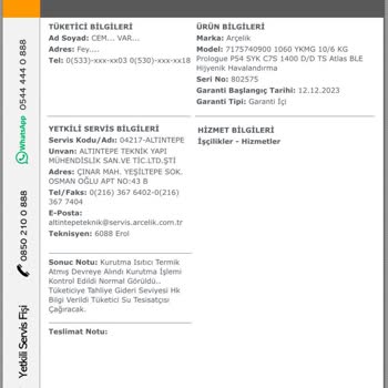 Arçelik Kurutmalı Çamaşır Makinesi: Sürekli Arızalar Ve Yetersiz Servis