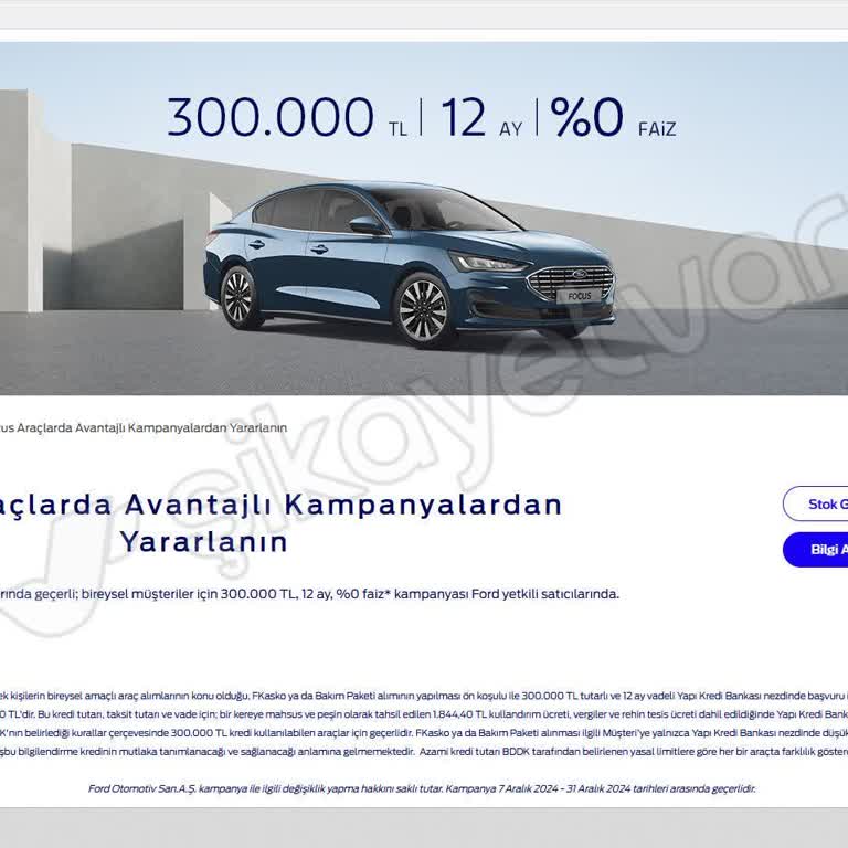Yanıltıcı Kredi İmkanı: Ford Focus Alımında Sıfır Faiz Sorunu