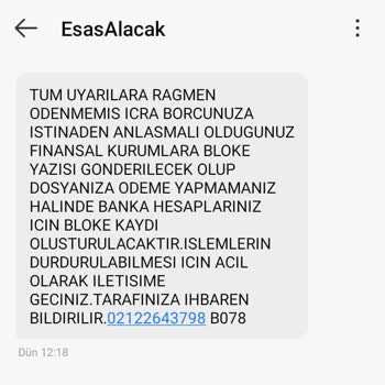 Tehditkar Ve Asılsız Borç Mesajları