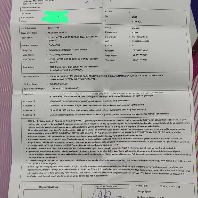 Çocuk Akıllı Saatinin Şarj Sorunu Ve İade Talebi