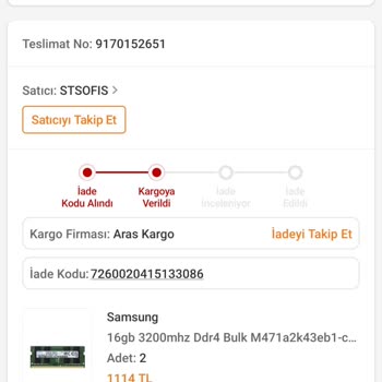 Trendyol'da RAM Uyumsuzluğu Ve İade Sorunu