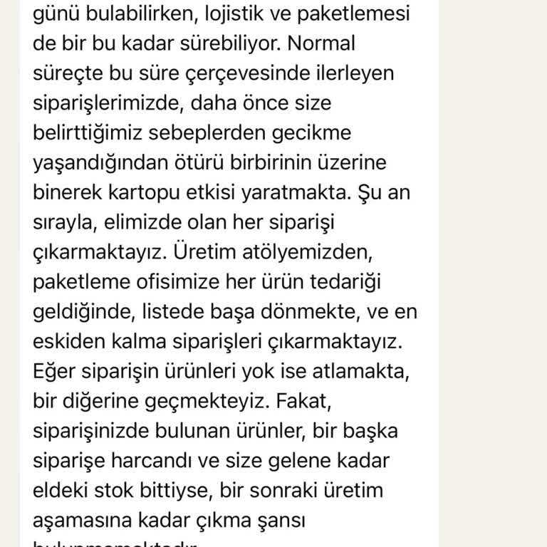 Sipariş Gecikmesi Ve İletişim Sorunları