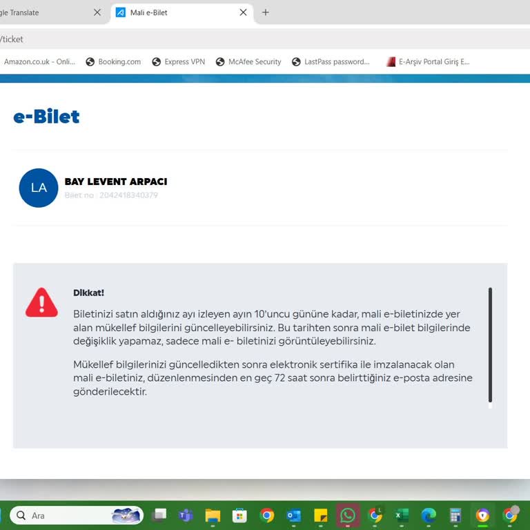 Elektronik Bilet Görüntüleme Sorunu Ve Acil Çözüm Talebi