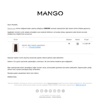 Stokta Görünen Ürün İptal Edildi!