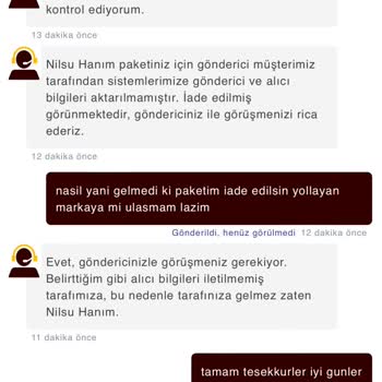 Ürünler Teslim Edilmeden İade Edildi