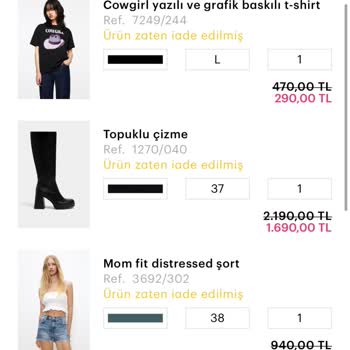 Ürünler Teslim Edilmeden İade Edildi
