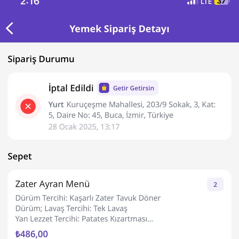 Getir Kuryesi Yüzünden Hizmet Alamama Ve İade Sorunu