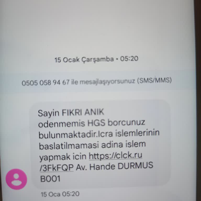 HGS Adı Kullanılarak Yapılan Yanıltıcı Mesaj