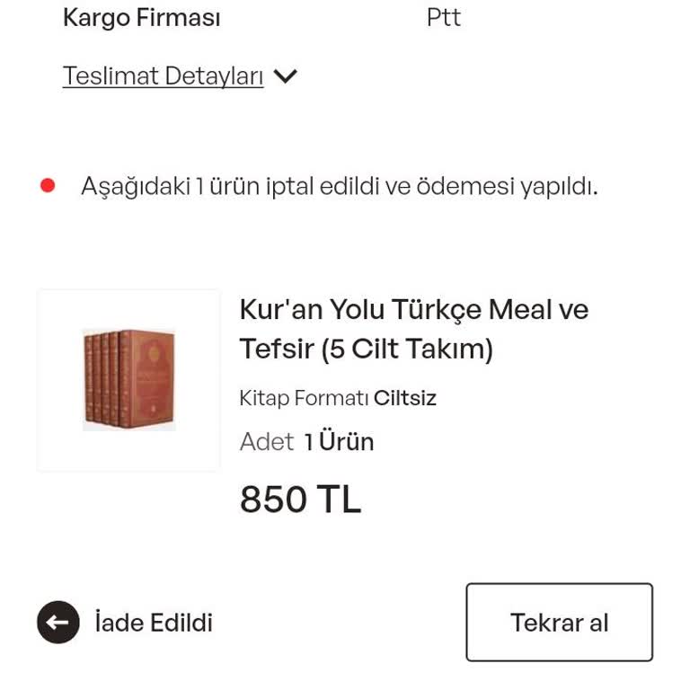 İptal Edilen Siparişin İadesi Gerçekleşmedi