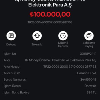 Bilgim Dışında Yapılan Yüksek Miktarlı Para Transferi
