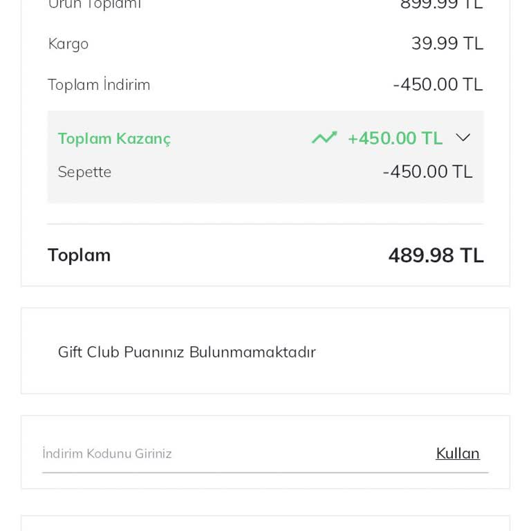 DeFacto Gift Club Puanı Kullanılamıyor