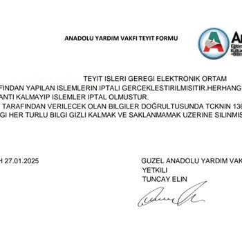 Kimlik Bilgilerimle Yapılan İşlemlerden Sorumlu Değilim