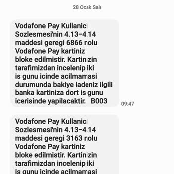Vodafone Pay Kartıma Haksız Bloke Koydu