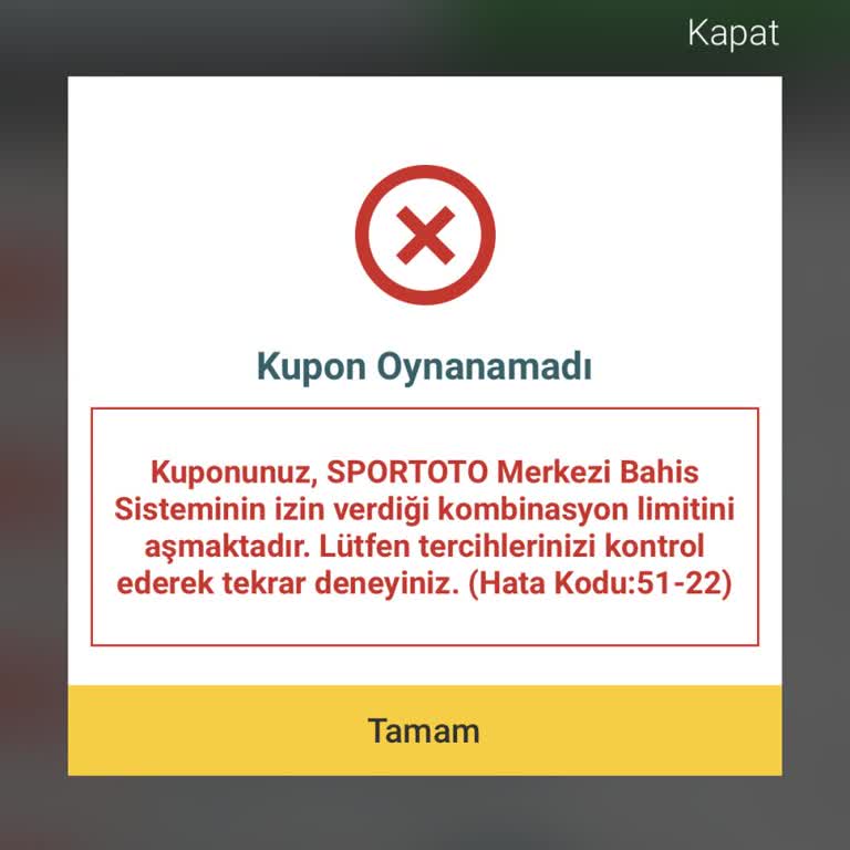 Nesine Hata Kodu 51-22: Kupon Yapma Sorunu