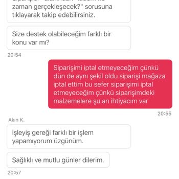 Yemeksepeti Market Sipariş İptal Sorunu