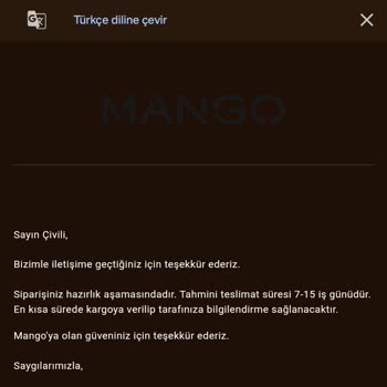 Mango'dan Sipariş Verdim, Stokta Yok Diye İptal Edildi!