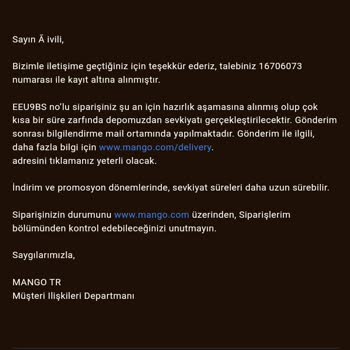 Mango'dan Sipariş Verdim, Stokta Yok Diye İptal Edildi!