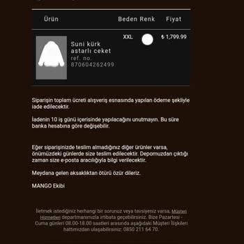 Mango'dan Sipariş Verdim, Stokta Yok Diye İptal Edildi!
