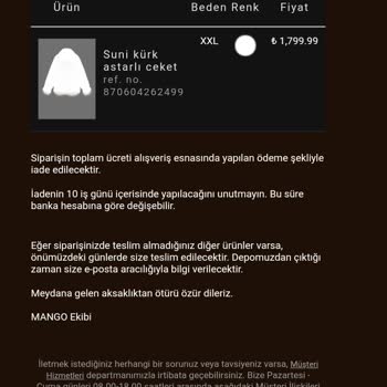 Mango'dan Sipariş Verdim, Stokta Yok Diye İptal Edildi!