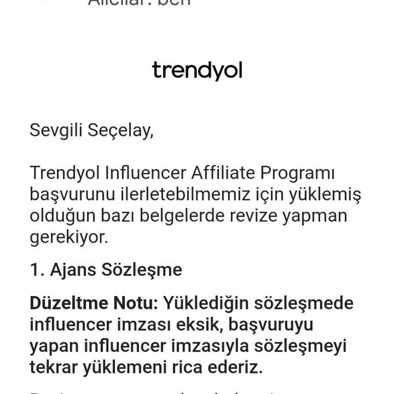Trendyol Influencer Üyeliği Sürecinde İmza Sorunu