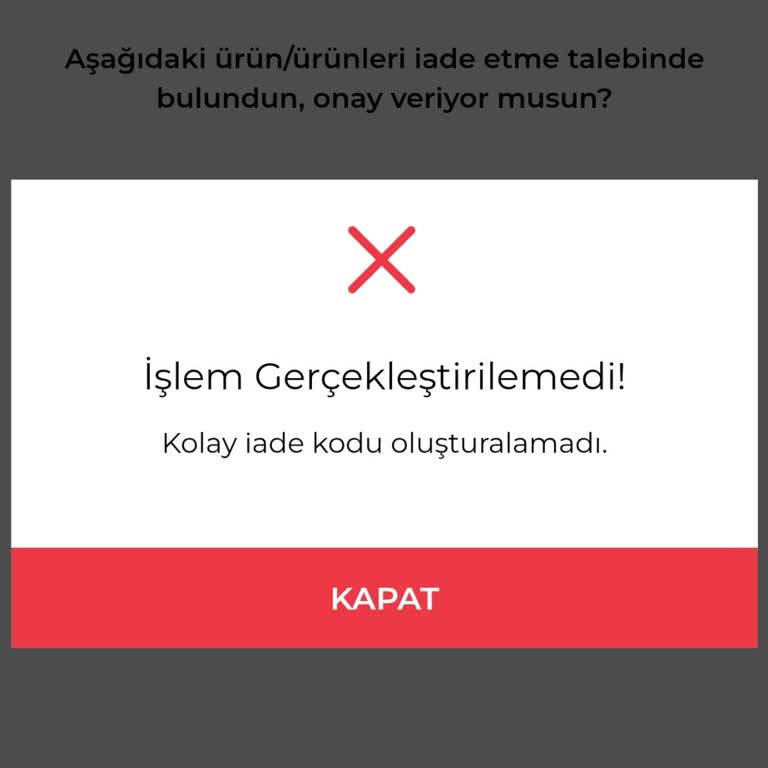 Kolay İade Kodu Sorunu