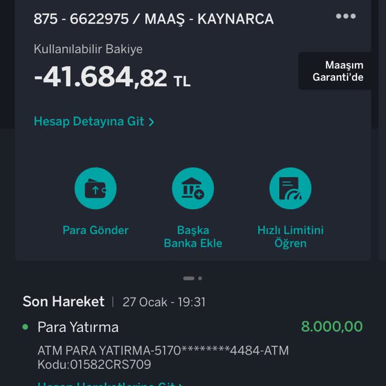 Garanti Bankası Avans Hesap Sorunu