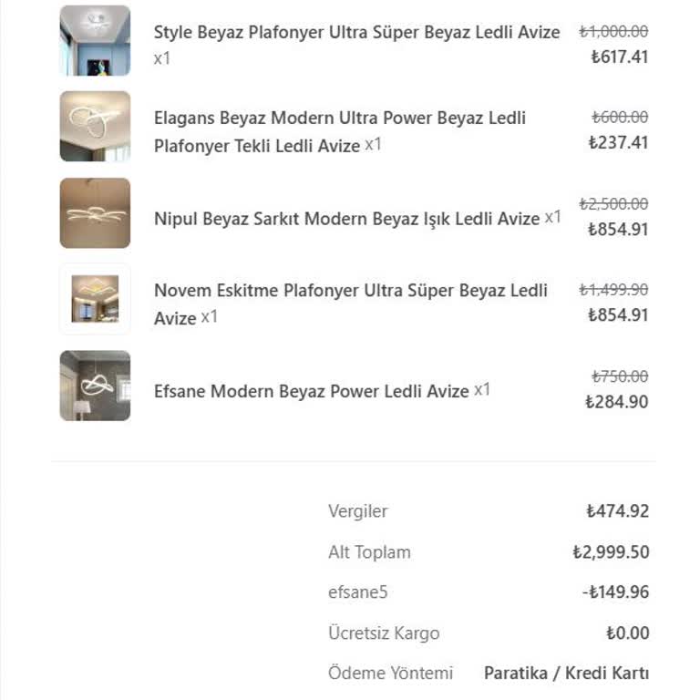 Elektroyou.com'dan Alınan Avize İçin İletişim Ve Teslimat Sorunu