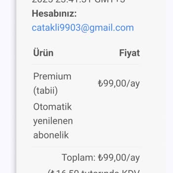 Premium Abonelik Sorunu Ve Ücret İadesi Talebi