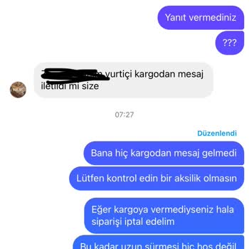 Nur Official'dan Sipariş Sonrası İletişim Sorunu