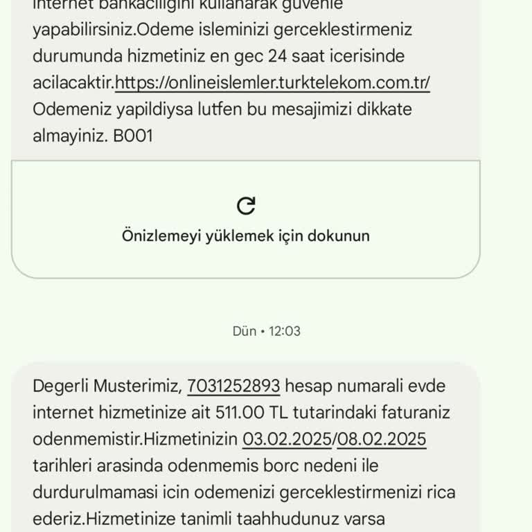 Yanıltıcı SMS İle Erken Hizmet Kesintisi Mağduriyeti