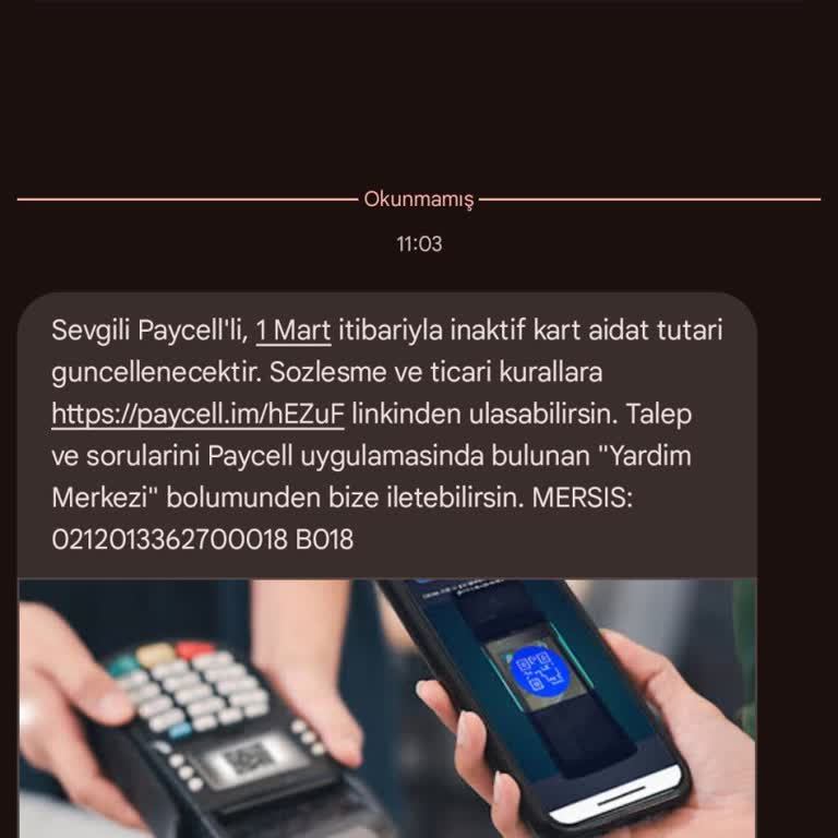 Paycell Hesabım Olmadan Gelen Mesaj