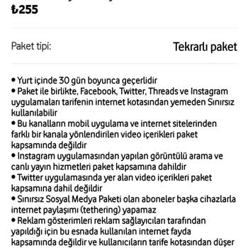Vodafone Ek Paket Süresi Tanımlanmama Şikayeti