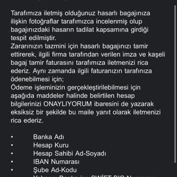 Hasarlı Bagaj Ve Yetersiz Çözüm