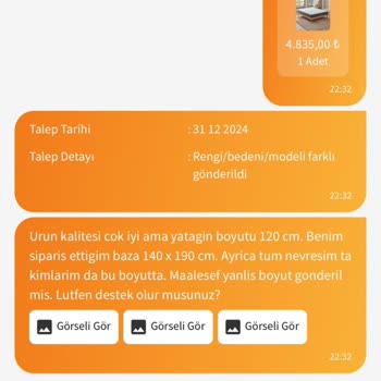 Yanlış Yatak Ebatları Ve Yetersiz Müşteri Desteği