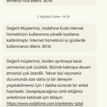 Vodafone'un İptal Edilen Aboneliği Tekrar Başlatma Sorunu