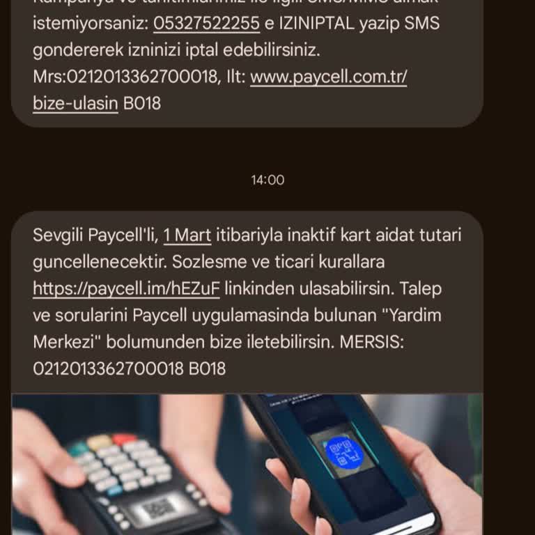 Kapattığım Hesaptan Gelen İnaktif Kart Aidatı Mesajı