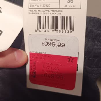 Etiket Fiyatı Yanıltmasıyla Karşılaştım