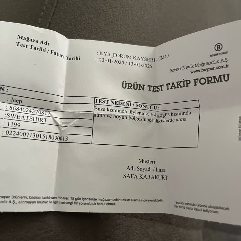 Boyner'den Aldığım Ürün Hayal Kırıklığı Yarattı