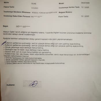 Atasun Optik'te Garanti Sorunu: Renk Atmaları Çözülmüyor!